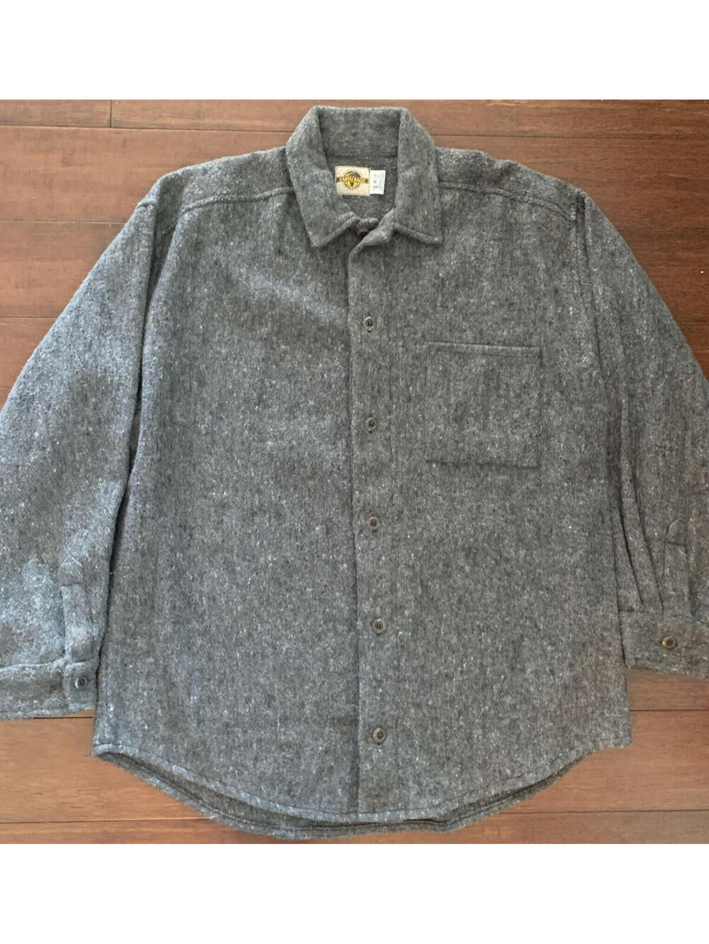 Earth Ragz Mens Size XL Flannel Shacket Jacket Gray Drug Rug Button Up